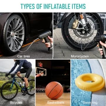 Tire Inflator with LED Flashlight and Digital Gauge