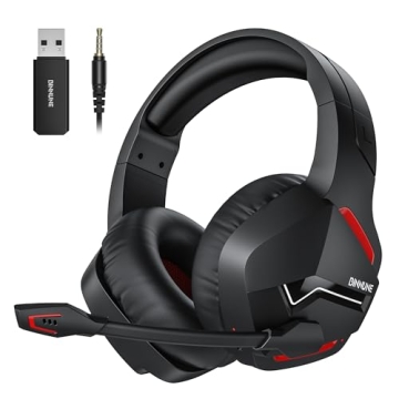 BINNUNE Wireless Gaming Headset with Microphone for PC PS4 PS5, 2.4G Wireless Bluetooth USB Gamer He...