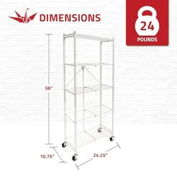 Origami 5 Shelf Slim Pantry Rack with Wheels and Lock