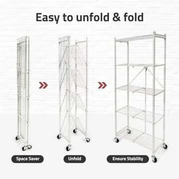 Origami 5 Shelf Slim Pantry Rack with Wheels and Lock