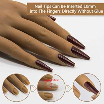 Silicone Practice Hand for Acrylic Nails - Female Nail Trainning Practice Hand, Flexible Bendable False Fake Nail Hand Mannequin Life Size Hand for Nails Practice Hand with Soft Touch
