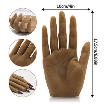 Silicone Practice Hand for Acrylic Nails - Female Nail Trainning Practice Hand, Flexible Bendable False Fake Nail Hand Mannequin Life Size Hand for Nails Practice Hand with Soft Touch