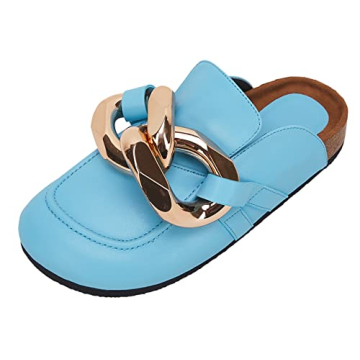 VETASTE Women's Chain Flat Mules Comfortable Slip-ons