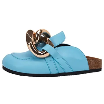 VETASTE Women's Chain Flat Mules Comfortable Slip-ons