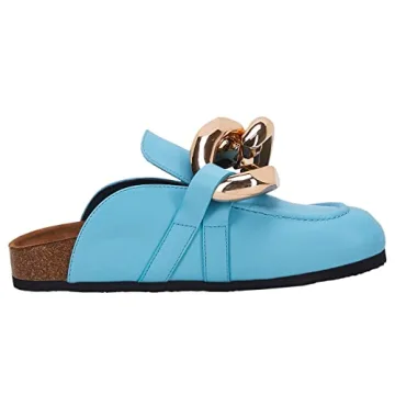 VETASTE Women's Chain Flat Mules Comfortable Slip-ons