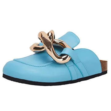 VETASTE Women's Chain Flat Mules Comfortable Slip-ons