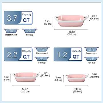 Versatile LOVECASA Casserole Dish Set - 3 Ceramic Dishes