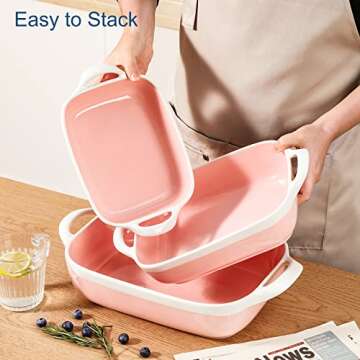 Versatile LOVECASA Casserole Dish Set - 3 Ceramic Dishes