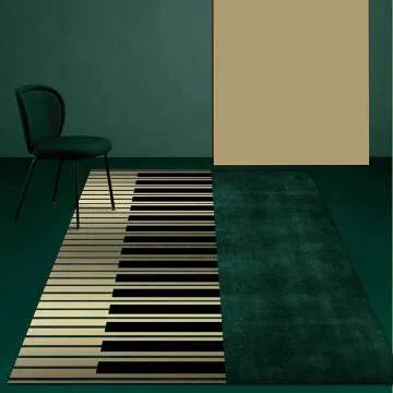 Dark Green Piano Keys Area Rugs - Modern Non-Slip Design