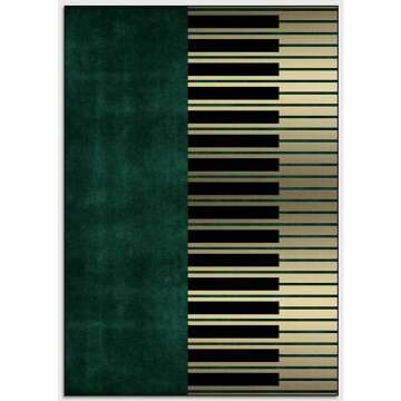 Dark Green Piano Keys Area Rugs - Modern Non-Slip Design