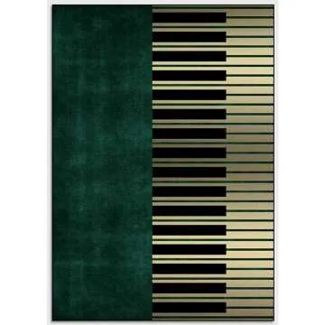 Dark Green Piano Keys Area Rugs - Modern Non-Slip Design