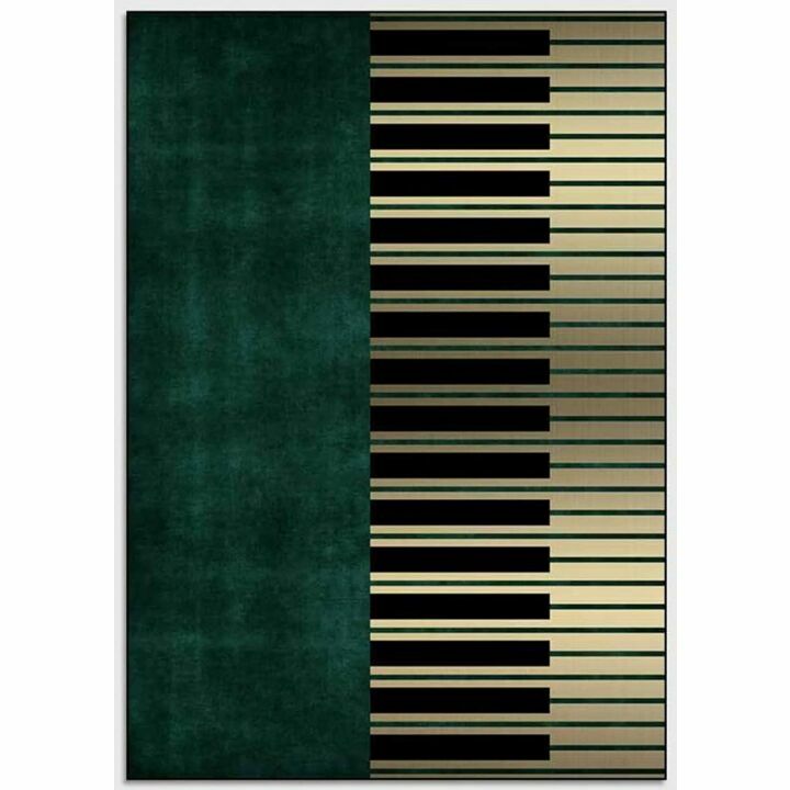 Dark Green Piano Keys Area Rugs - Modern Non-Slip Design
