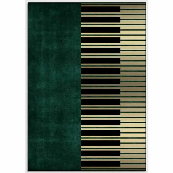 Dark Green Piano Keys Area Rugs - Modern Non-Slip Design