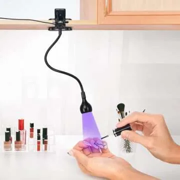 mlogiroa UV Light for Gel Nails, 3W Gel Nail Lamp, Mini Led Nail Polish Light with Gooseneck, Portable Clamp UV Light with USB Charge Lamp for Nail Salon