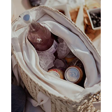 Daytani Insulated Beach Cooler Bag, Leak Proof, Premium Quality Corn Husk, Beach Bag, Pool Bag, Tote Bag, Straw Beach Bag, Rattan, Gifts for Women, Picnic Basket, Wedding Gifts, Lunch Bag