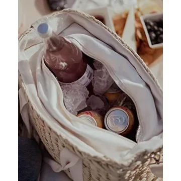 Daytani Insulated Beach Cooler Bag, Leak Proof, Premium Quality Corn Husk, Beach Bag, Pool Bag, Tote Bag, Straw Beach Bag, Rattan, Gifts for Women, Picnic Basket, Wedding Gifts, Lunch Bag