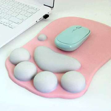 WESAPPINC Cat Paw Mouse Pad with Wrist Support Cushion Soft Silicone Wrist Rests Ergonomic Cute Mousepad