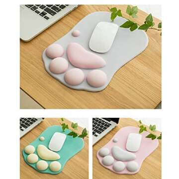 WESAPPINC Cat Paw Mouse Pad with Wrist Support Cushion Soft Silicone Wrist Rests Ergonomic Cute Mousepad