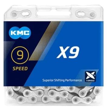 KMC X9 9-Speed X-Series Bicycle Chain | Compatible with Shimano, SRAM, Campagnolo and All Major Systems | Silver