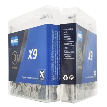 KMC X9 9-Speed X-Series Bicycle Chain | Compatible with Shimano, SRAM, Campagnolo and All Major Systems | Silver