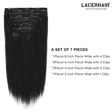 Lacer Remy Yaki Clip in Hair Extensions for Natural Looks