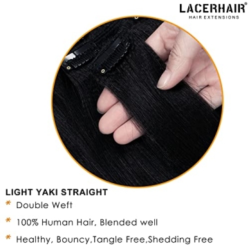 Lacer Remy Yaki Clip in Hair Extensions for Natural Looks