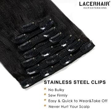 Lacer Remy Yaki Clip in Hair Extensions for Natural Looks