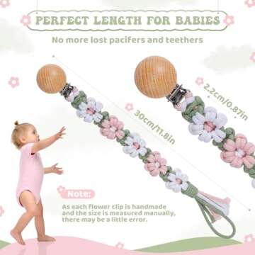 Symbolife Pacifier Clip for Boys Girls Floral Daisy Macrame Baby Paci Clip Pacifier Holder Leash Boh...