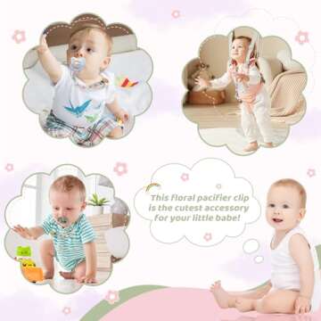 Stylish Handmade Pacifier Clip for Boys and Girls in Misty Rose