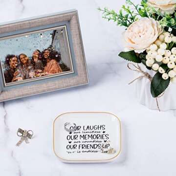 Piudee Friendship Gifts for Women Best Friend Jewelry Dish, Our Laughs are Limitless, Our Memories a...