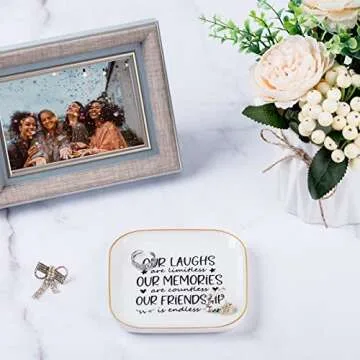 Piudee Friendship Gifts for Women Best Friend Jewelry Dish, Our Laughs are Limitless, Our Memories a...
