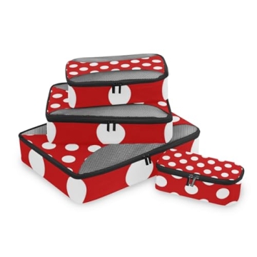 4 Set Polka Dot Packing Cubes for Organized Travel