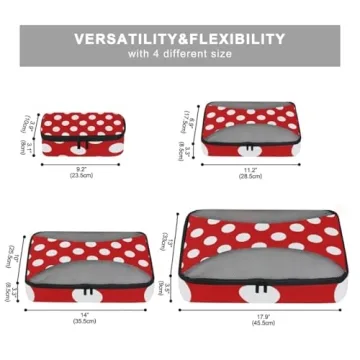 4 Set Polka Dot Packing Cubes for Organized Travel