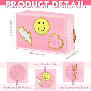 Sanwuta 4 Pcs Hair Face Skin Travel Bag Set Preppy Makeup Pouch PU Leather Skincare Bag Waterproof C...