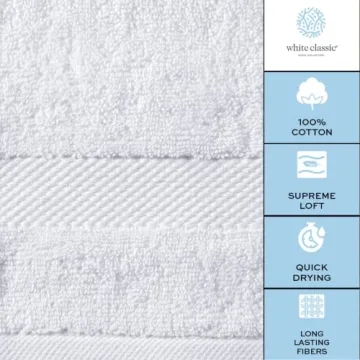 White Classic Luxury Bath Towels Set of 4 - Ultra Soft 700 GSM