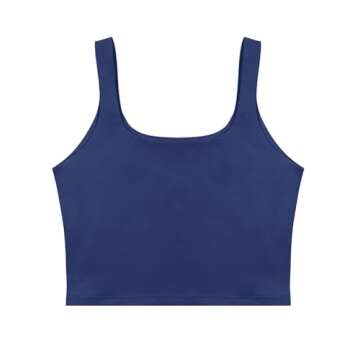 REORIA Women's Sexy Sleeveless Yoga Crop Top in Dark Blue