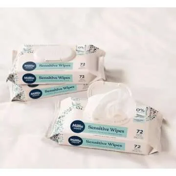 Millie Moon Sensitive Baby Wipes, 648 Count, 9 Packs of 72 Wipes(1Box)