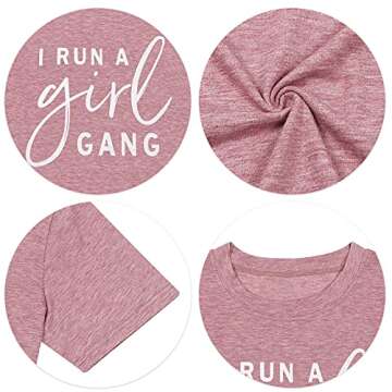 MOUSYA Womens I Run A Girl Gang T-Shirt Girl Mom Shirt Short Sleeve Letter Printed Round Neck Summer Casual Tee Tops Red