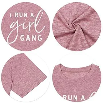 MOUSYA Womens I Run A Girl Gang T-Shirt Girl Mom Shirt Short Sleeve Letter Printed Round Neck Summer Casual Tee Tops Red