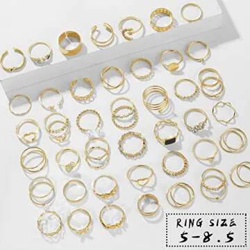 IFKM 51 Pcs Gold Knuckle Rings Set For Women Vintage Stackable Joint Finger Midi Rings Dainty Cubic Zirconia Crystal Simple Twist Hollow Cute Rings Pack Jewelry Gift