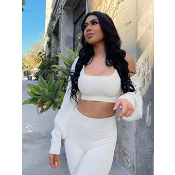 OQQ Women's 3 Piece Ribbed Seamless Yoga Tank Tops