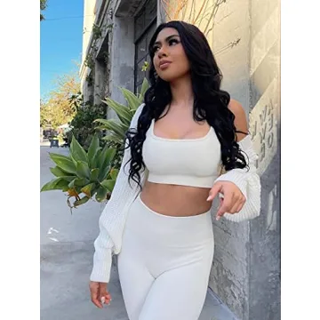 OQQ Women's 3 Piece Ribbed Seamless Yoga Tank Tops