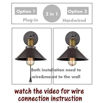 CLAXY Industrial Light Adjustable Wall Sconce Simplicity 1 Light Wall Lamp-2 Pack