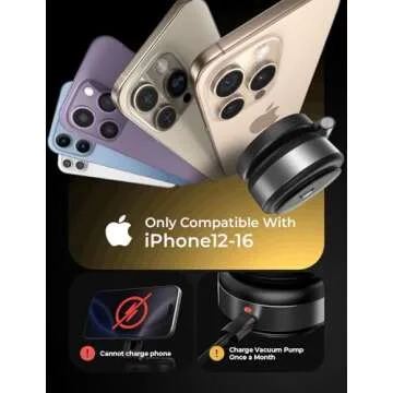 LISEN Vacuum Magnetic Phone Holder for iPhone 12-16