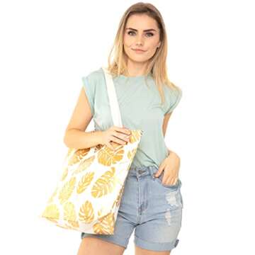 RIAH FASHION Large Reusable Eco Shopper Beach Tote - Canvas Fabric Travel Shoulder Bag Plaid Stripe,...