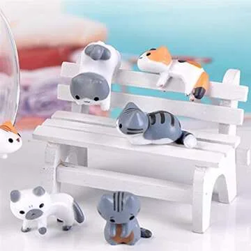 Neko 6pcs Miniature Home Fairy Garden Cats - Micro Kitty Landscape Ornament Decorations – Cute Lucky Cat DIY Figures for Crafts, Home Decor and Cake Topper