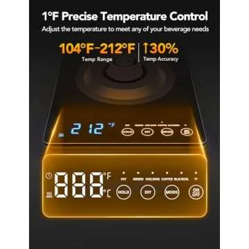 GoveeLife Smart WiFi Electric Kettle with LED Display, Variable Temperature Control, 0.8L, Alexa Compatible - Stainless Steel Kettle for Pour Over Coffee, Brew Tea, Boil Hot Water, Matte Black