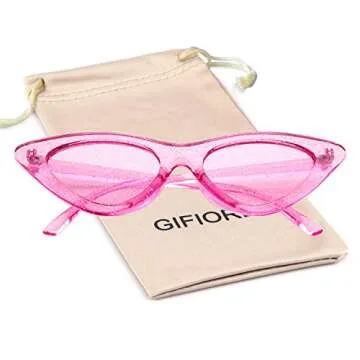 Trendy Cat Eye Sunglasses with Glittery Hot Pink Frame