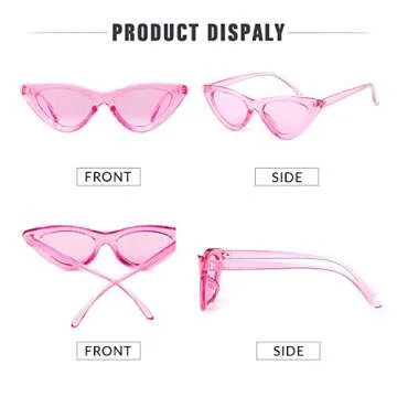 Trendy Cat Eye Sunglasses with Glittery Hot Pink Frame