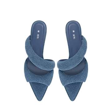 JW PEI Women's Sara Mule Heeled Sandals - Denim Blue